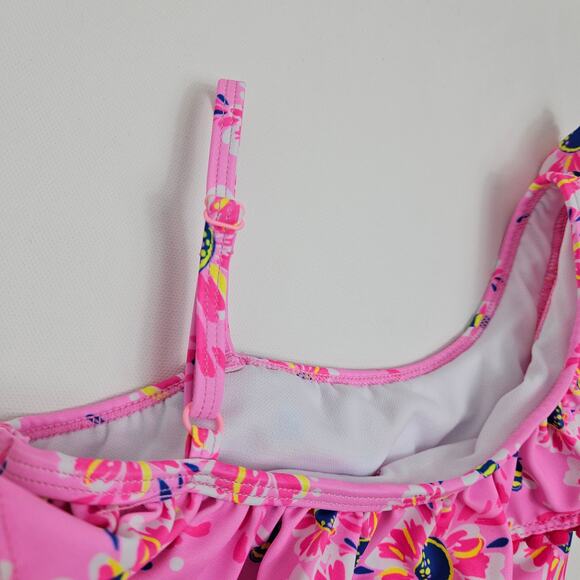 Tommy Bahama Pink Floral One-Piece Swimsuit and Matching Hat | Kid's 5 - Picture 13 of 16